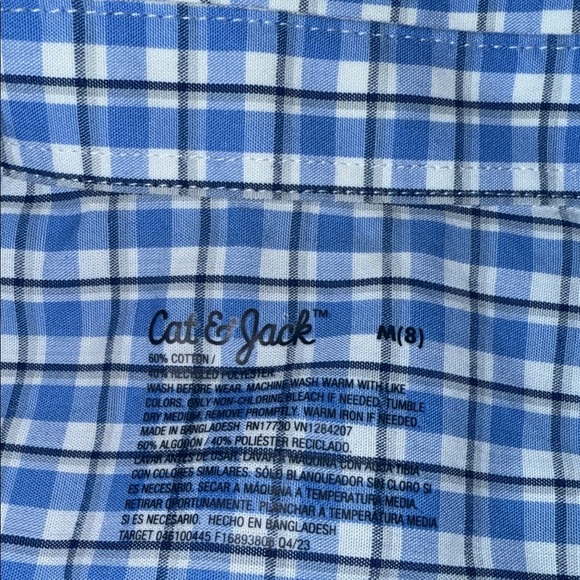 Cat & Jack Blue Plaid Kids Button-Down Shirt - Picture 2 of 3